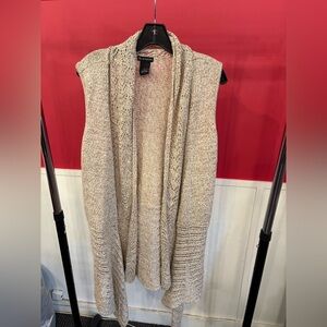 New Directions Beige Open-Front Sweater Vest